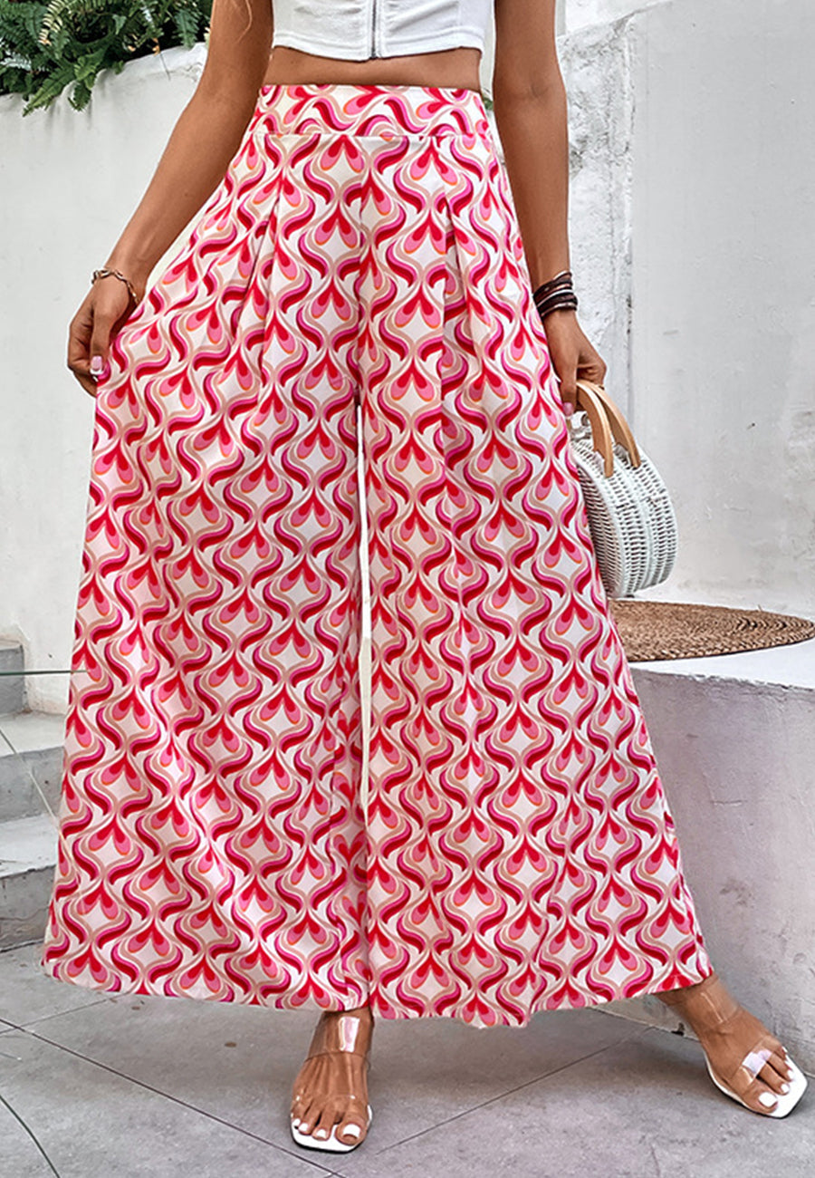 Geometric Print High Waist Pants