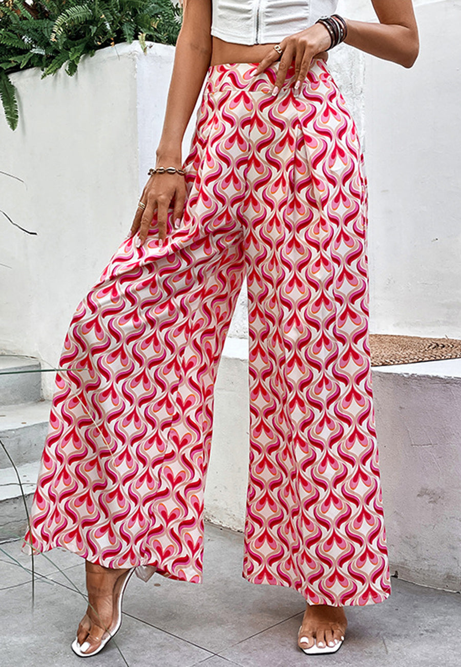 Geometric Print High Waist Pants