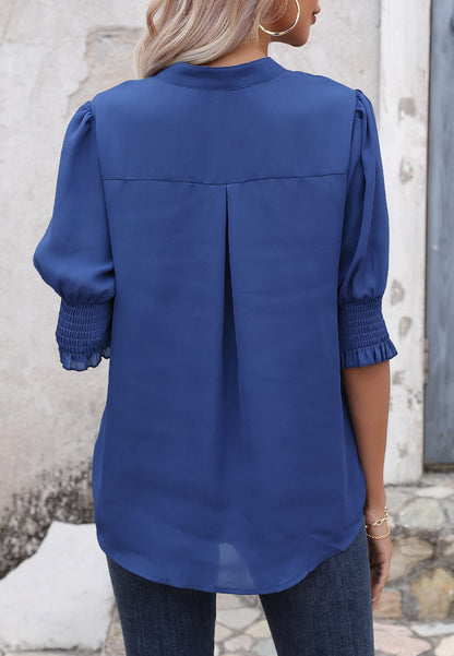 Back Pleat Puff Sleeve Blouse