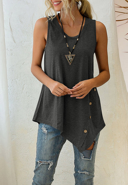 Asymmetrical Button Hem Tank Top