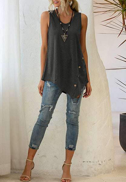 Asymmetrical Button Hem Tank Top