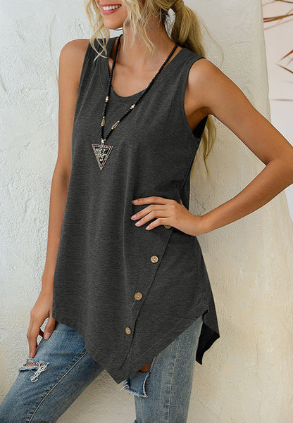 Asymmetrical Button Hem Tank Top