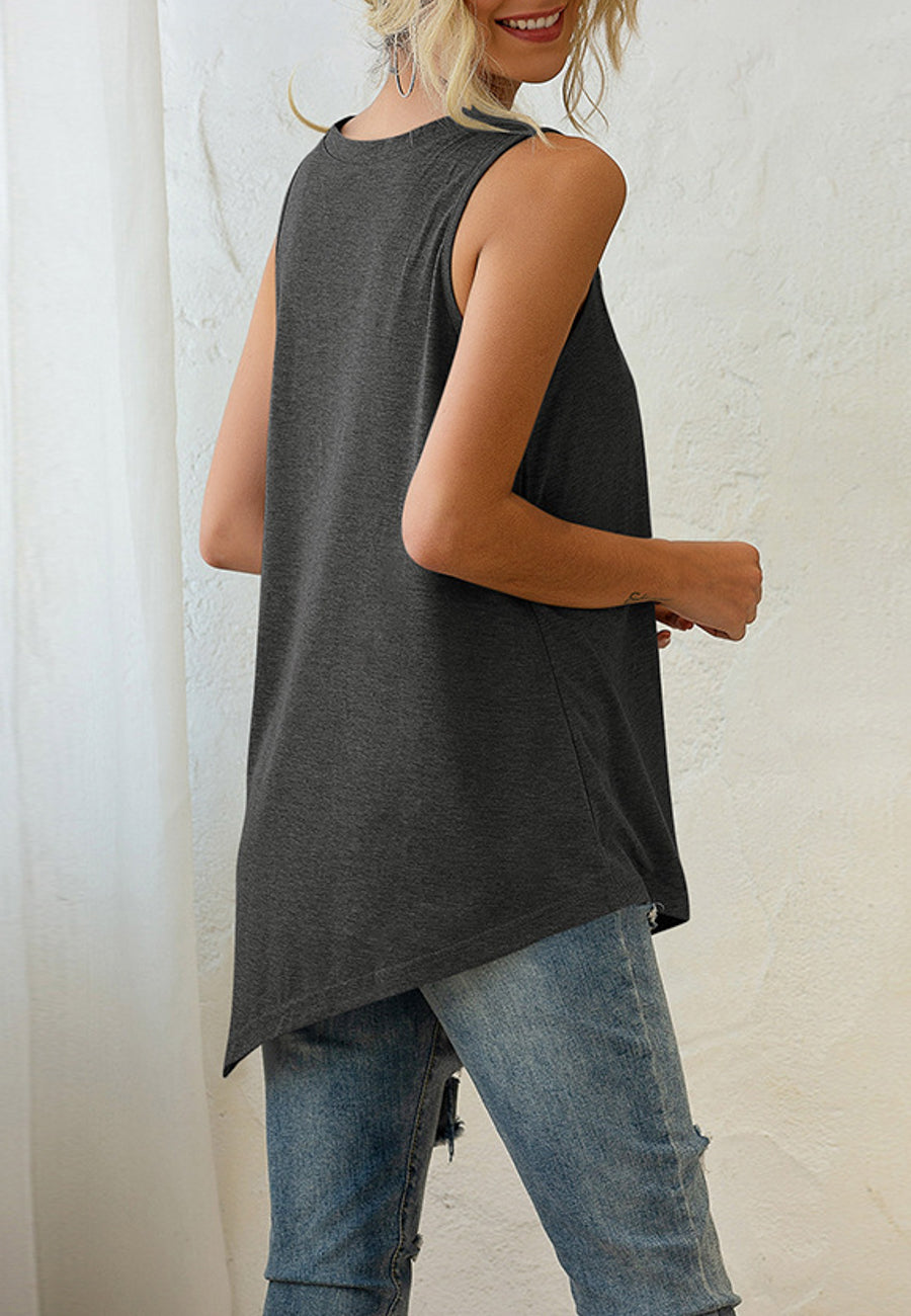 Asymmetrical Button Hem Tank Top