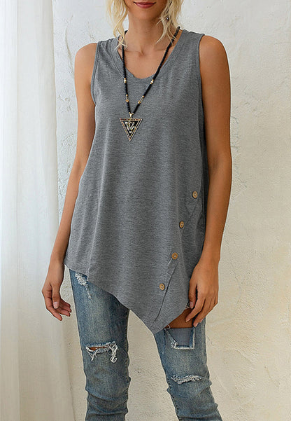 Asymmetrical Button Hem Tank Top