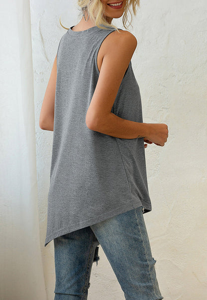 Asymmetrical Button Hem Tank Top