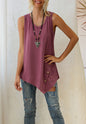 Asymmetrical Button Hem Tank Top