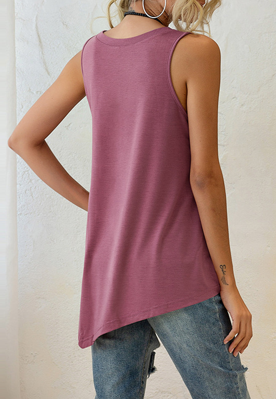 Asymmetrical Button Hem Tank Top