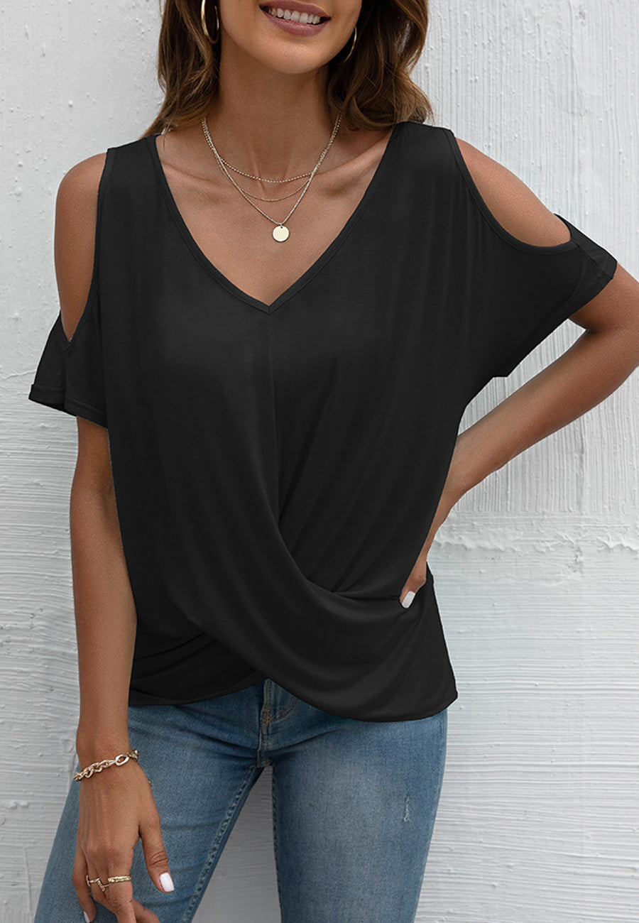 Cold Shoulder Twist Front Blouse