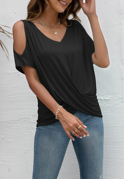 Cold Shoulder Twist Front Blouse