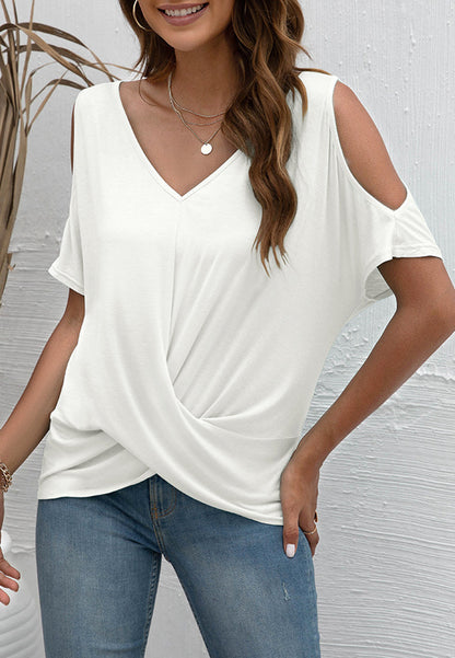 Cold Shoulder Twist Front Blouse