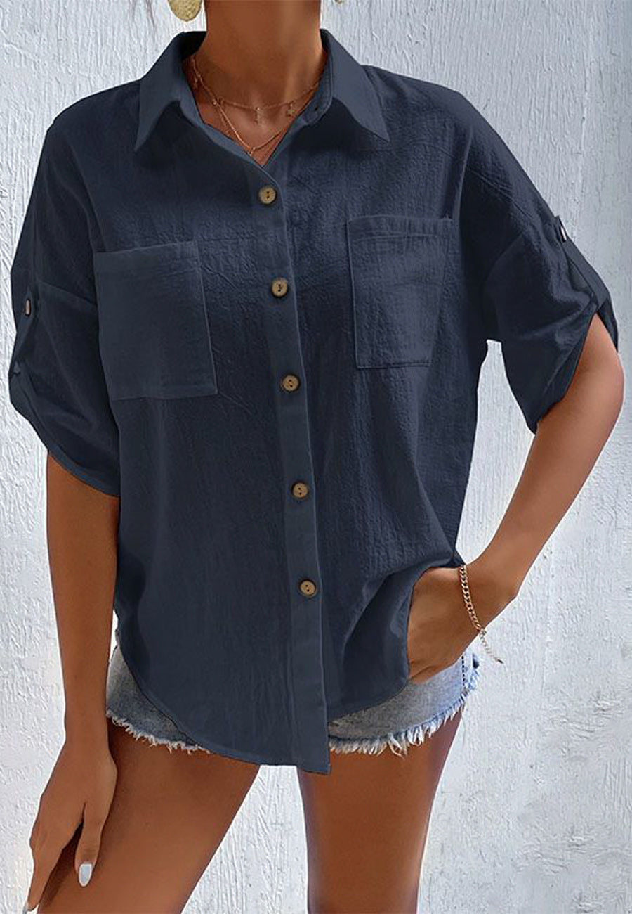 Crinkled Button Down Shirt