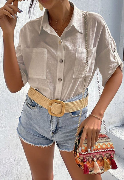 Crinkled Button Down Shirt