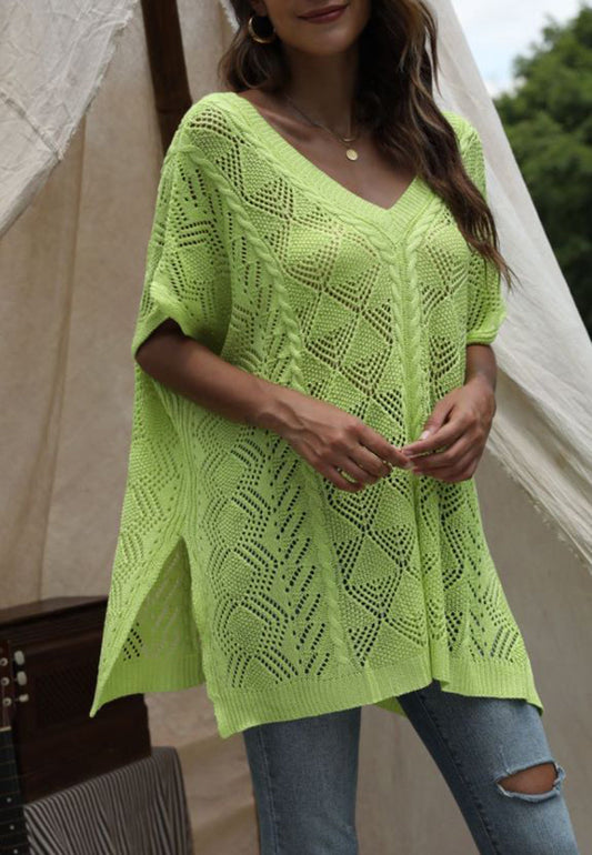 Back Detail Crochet Poncho Top