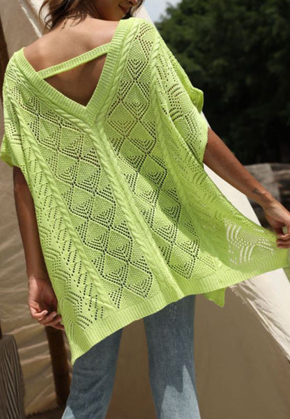 Back Detail Crochet Poncho Top