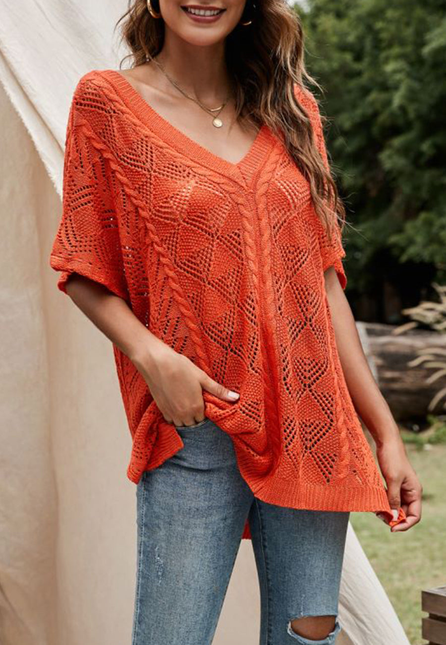 Back Detail Crochet Poncho Top