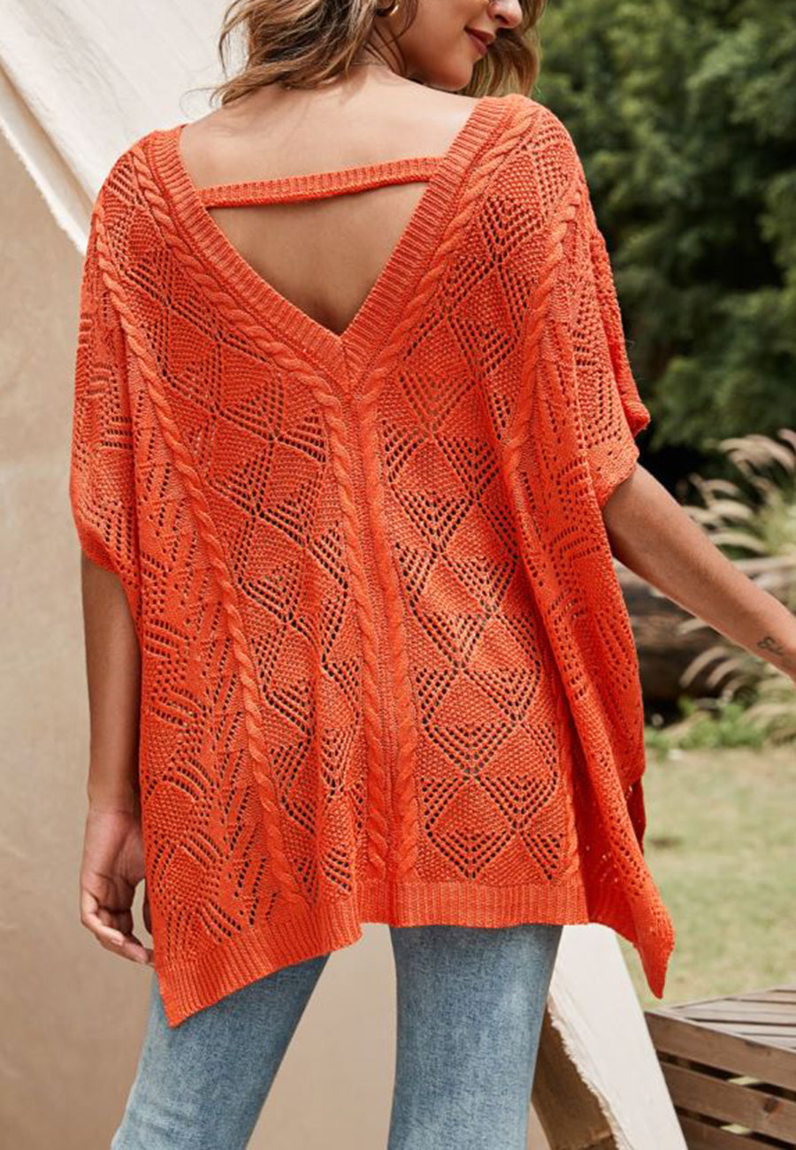 Back Detail Crochet Poncho Top