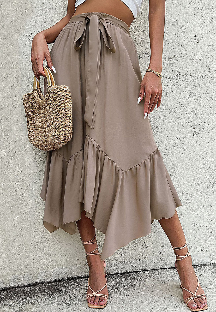 Asymmetrical Ruffle Hem Skirt