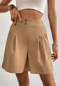 Double Button Pleated Bermuda Shorts