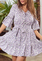 Tiered Bell Sleeve Floral Dress