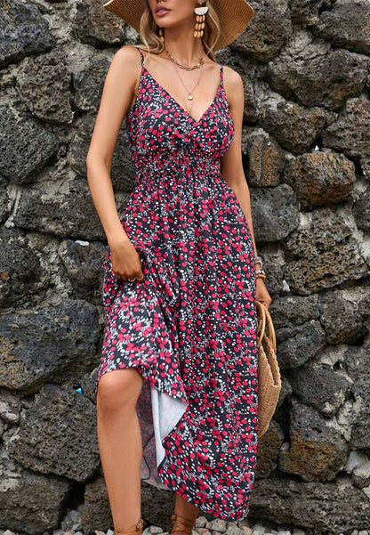 Surplice Neck Printed Midi Dress