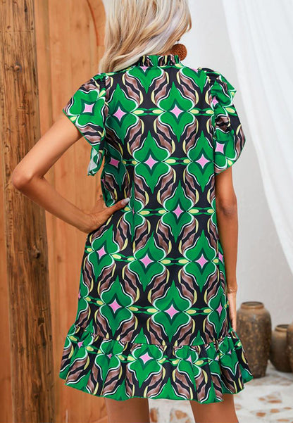 Geometric Print Multicolor Shift Dress