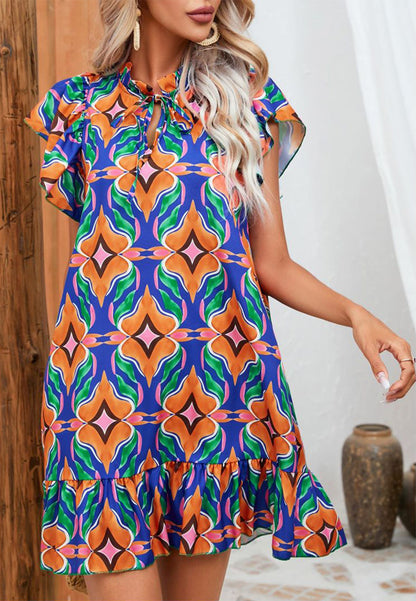 Geometric Print Multicolor Shift Dress