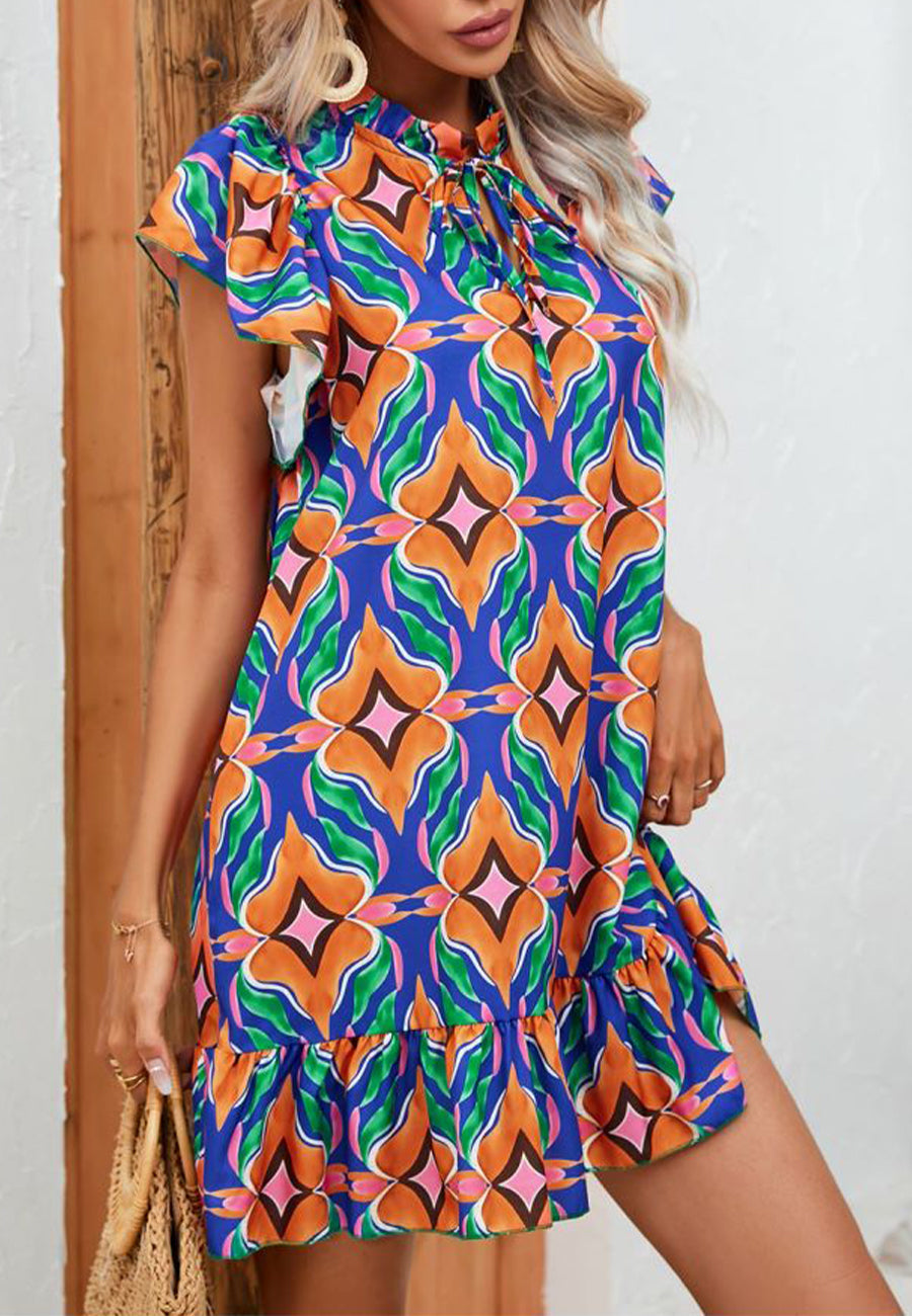 Geometric Print Multicolor Shift Dress