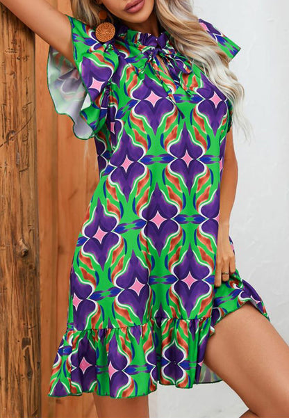 Geometric Print Multicolor Shift Dress