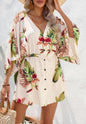 Tropical Floral Button Front Dress