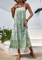 Straight Neck Floral Maxi Dress