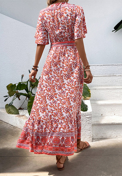 All-Over Floral Surplice Neck Dress