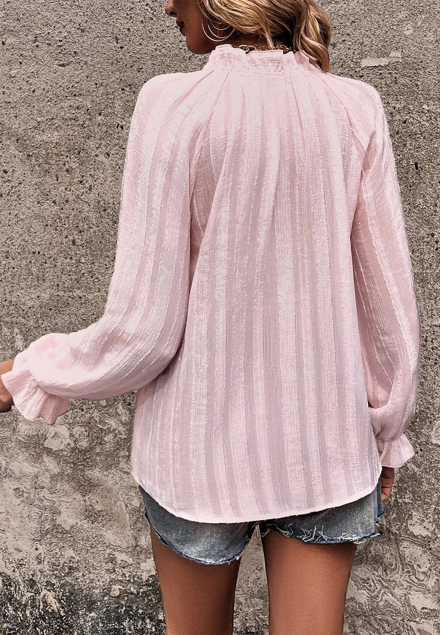 Ruffle Collar Textured Shirt