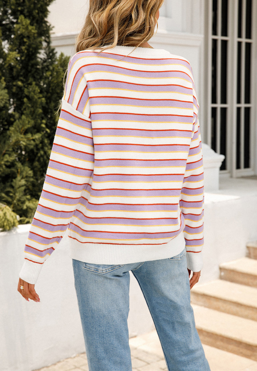 Striped Drop Shoulder Classic Sweater