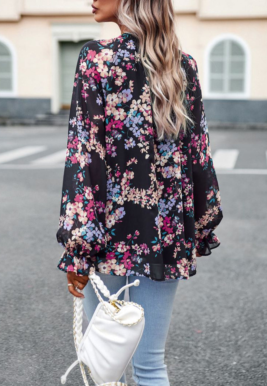 Multicolor Floral Button Blouse