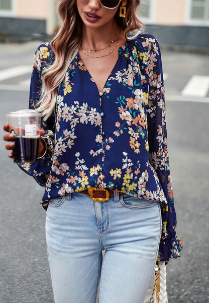 Multicolor Floral Button Blouse