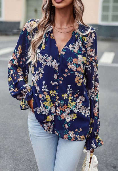 Multicolor Floral Button Blouse