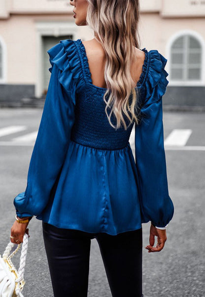 Ruffle Shoulder Peplum Top