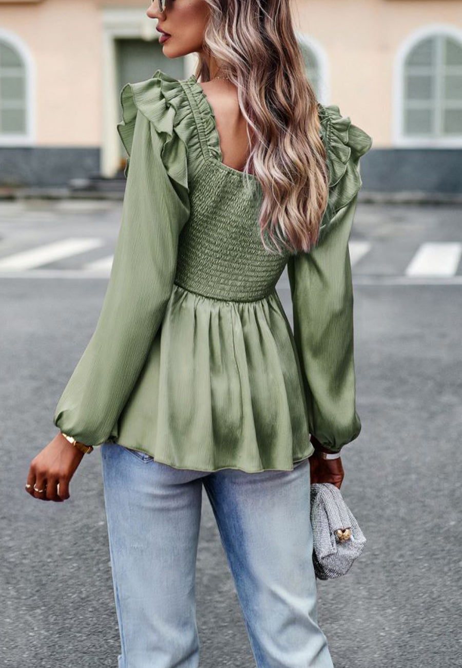 Ruffle Shoulder Peplum Top