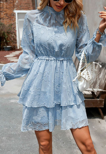 Floral Pattern Ruffle Waist Dress