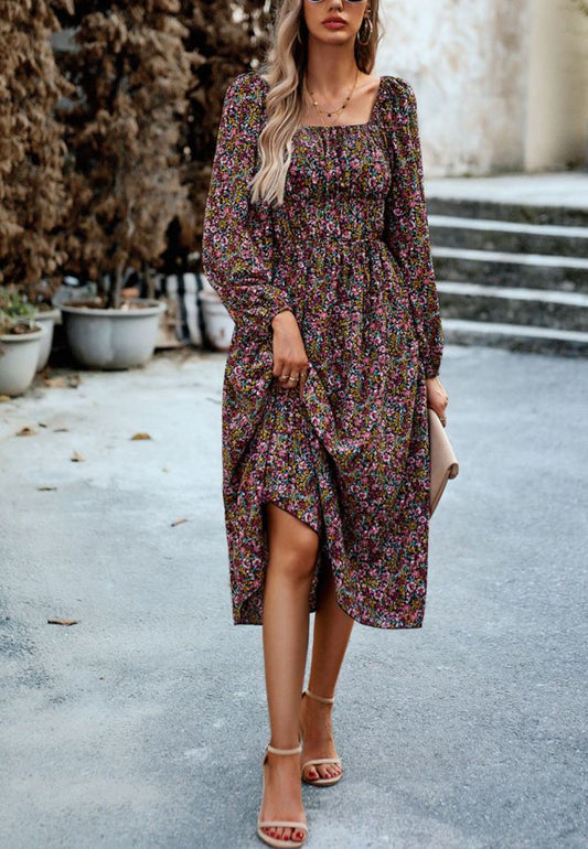 Off-Shoulder Floral Pocket Dress