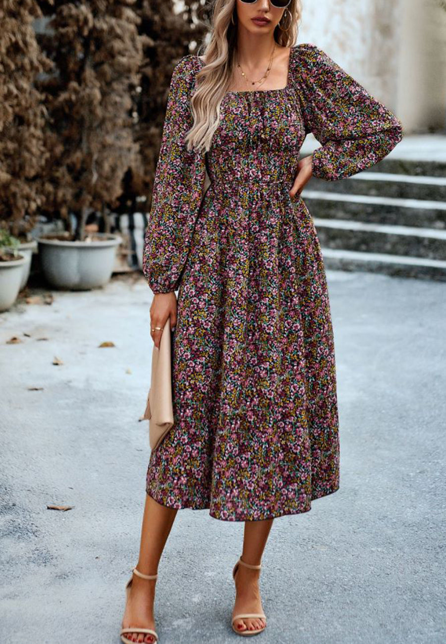 Off-Shoulder Floral Pocket Dress