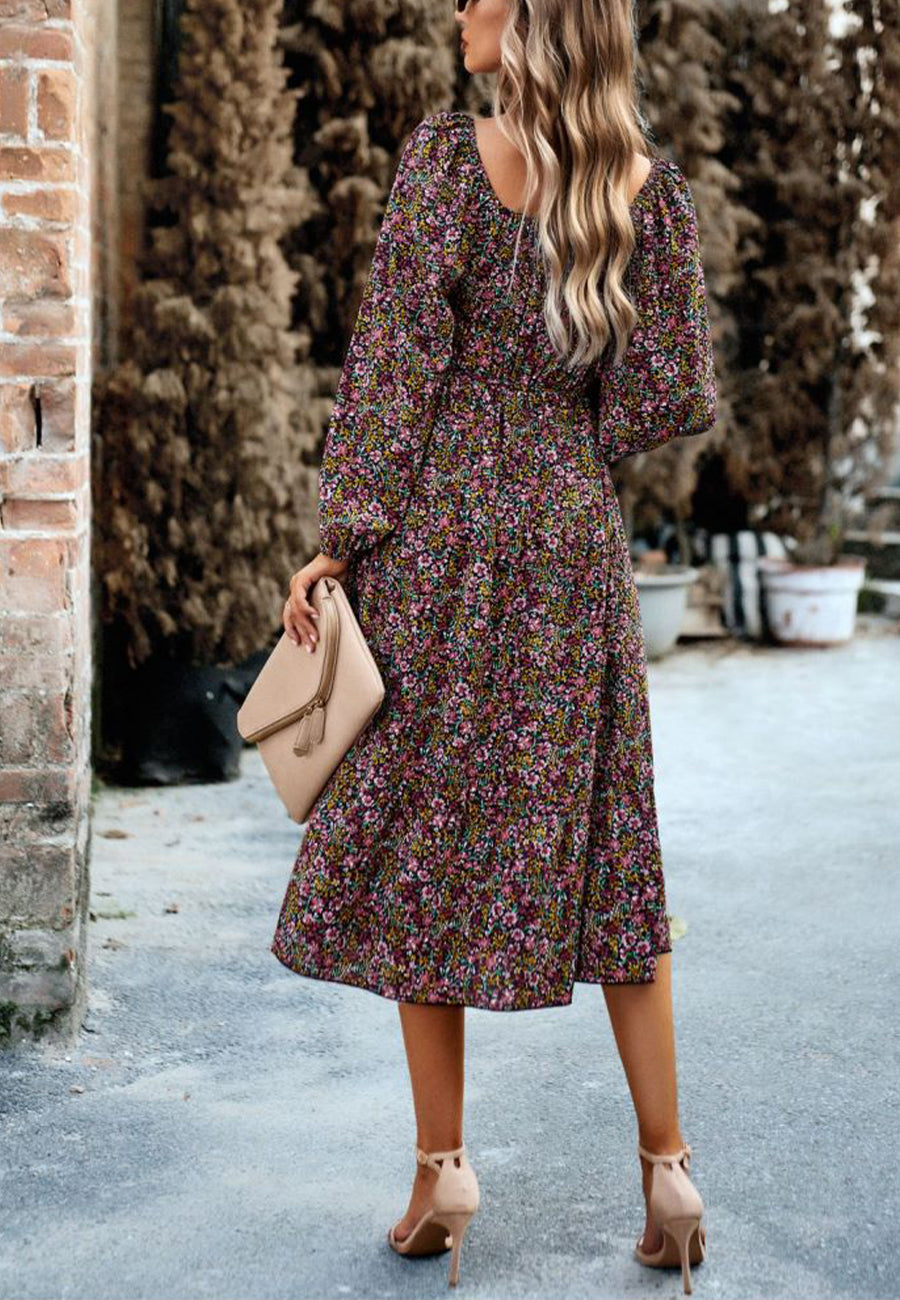 Off-Shoulder Floral Pocket Dress