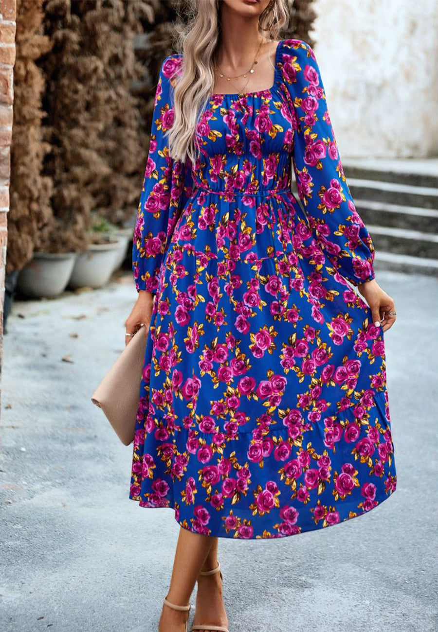 Off-Shoulder Floral Pocket Dress