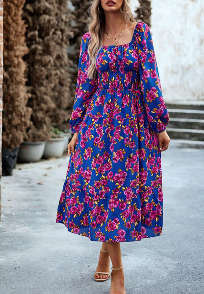 Off-Shoulder Floral Pocket Dress