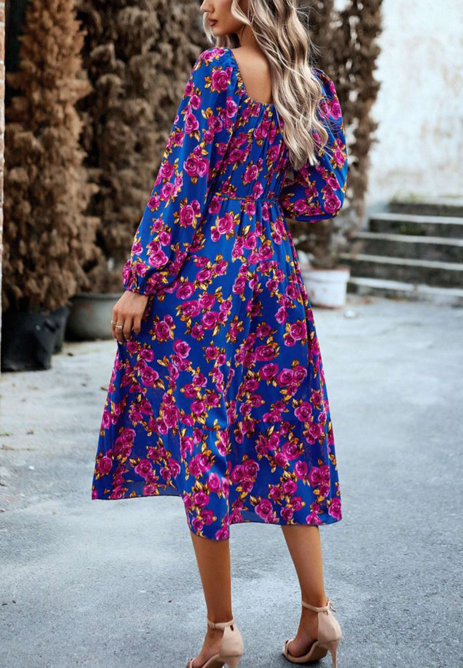 Off-Shoulder Floral Pocket Dress