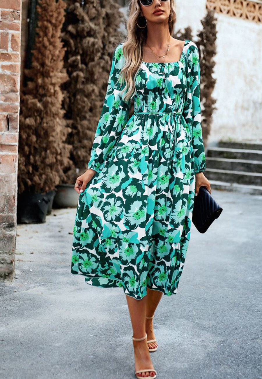 Off-Shoulder Floral Pocket Dress