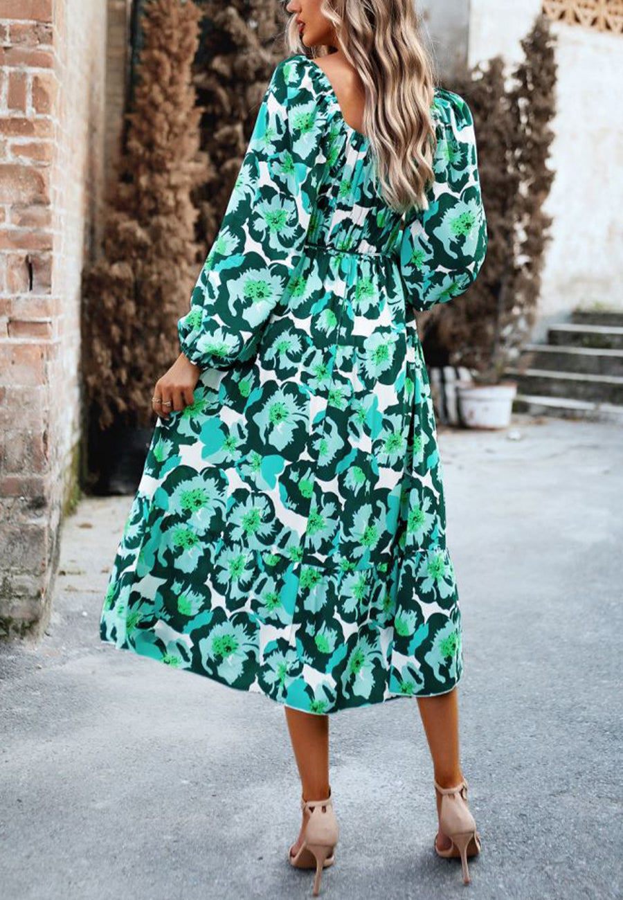 Off-Shoulder Floral Pocket Dress