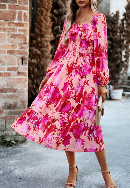 Off-Shoulder Floral Pocket Dress