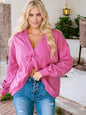 Women's Oversized V-Neck Twisted Front Sweatshirt with Long Sleeves