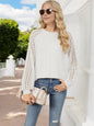 Women's Pleated Top with Lace Raglan Sleeves and Casual Fit